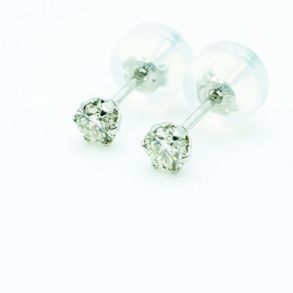 新作】【天然ダイヤモンド】PT900 0.10ct 一粒 お花 ピアス【鑑別書