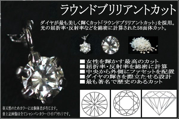 【宝石鑑別＆ギフトケース付】上質な大人の輝き♪《大粒0.1ct/Iクラス/シャンパンカラー》天然ダイヤネックレス＆ピアスの スペシャルSET  計0.2ct！